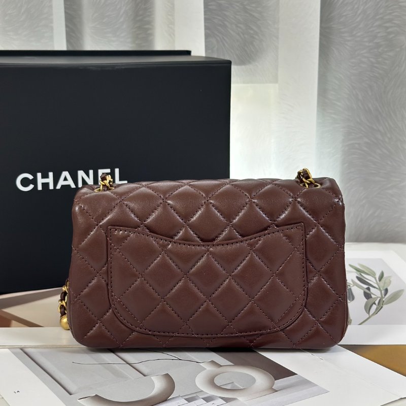 CHANEL 經典口蓋包 Mini CF20 - 金球深棕-4