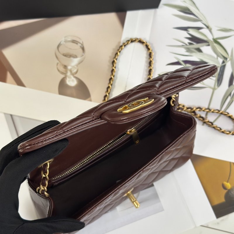 CHANEL 經典口蓋包 Mini CF20 - 金球深棕-8