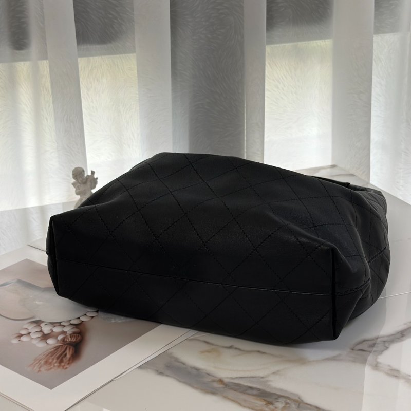 CHANEL 26C牛皮單肩嬉皮Hobo - 中號黑金-5