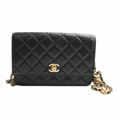【包稅】CHANEL 鏈條球黑色羊皮WOC斜背包