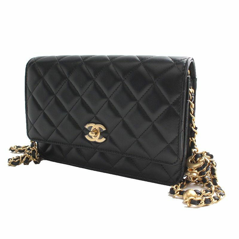 【包稅】CHANEL 鏈條球黑色羊皮WOC斜背包-1