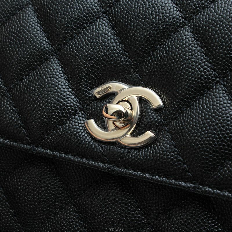 【包稅】CHANEL Coco Handle 中型黑魚子醬蜥蜴香檳金內飾-5