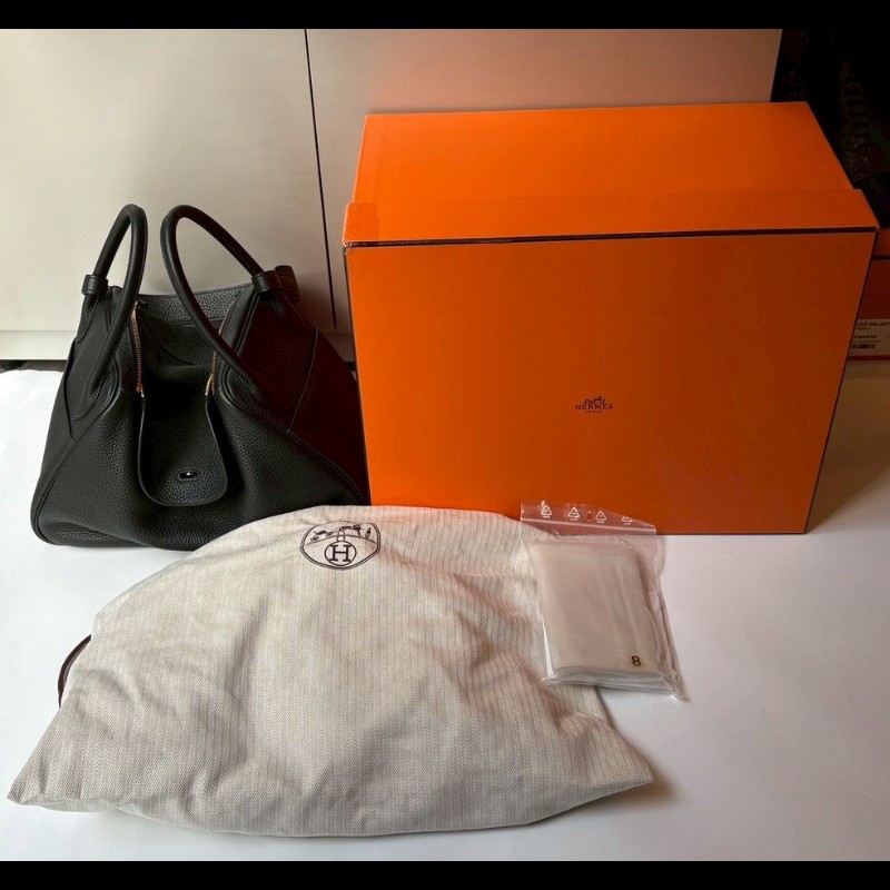 Hermes 金釦黑皮肩側包 Lindy 30-4