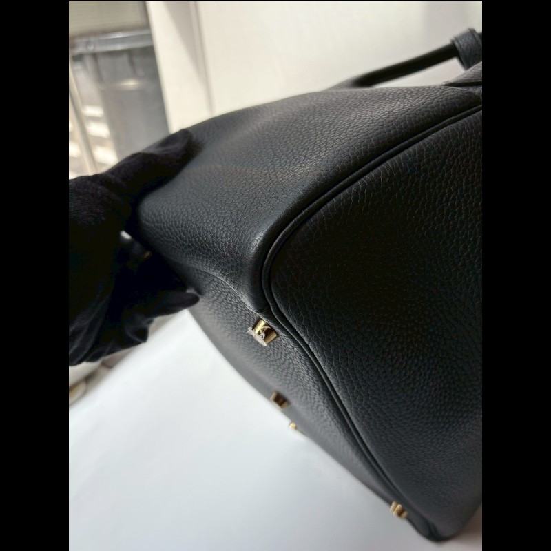 Hermes 金釦黑皮肩側包 Lindy 30-18