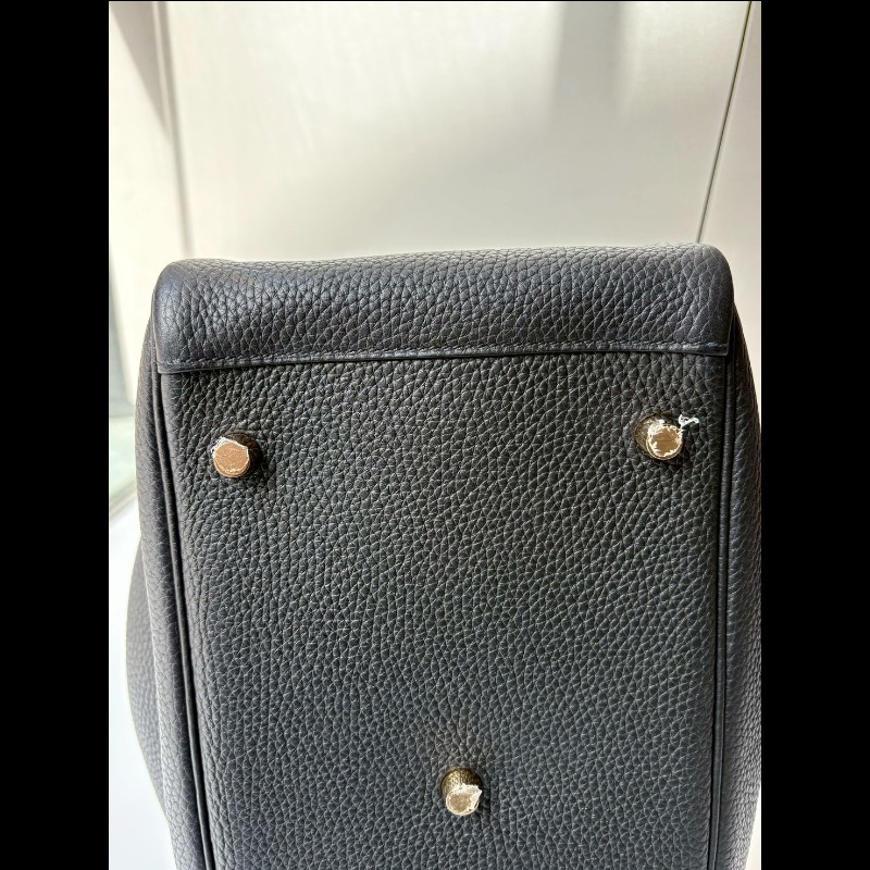 Hermes 金釦黑皮肩側包 Lindy 30-19