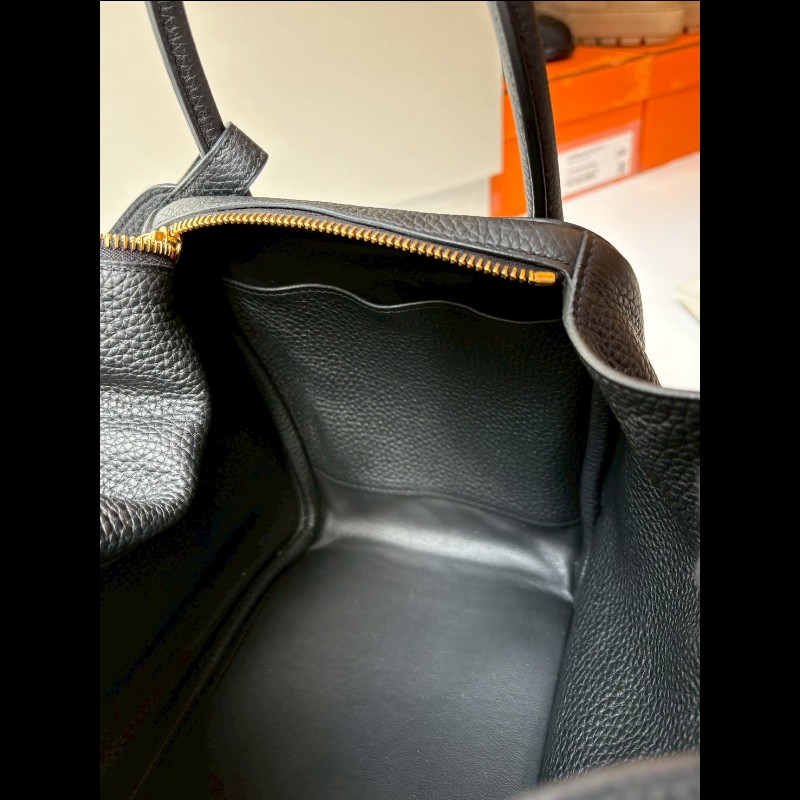 Hermes 金釦黑皮肩側包 Lindy 30-24