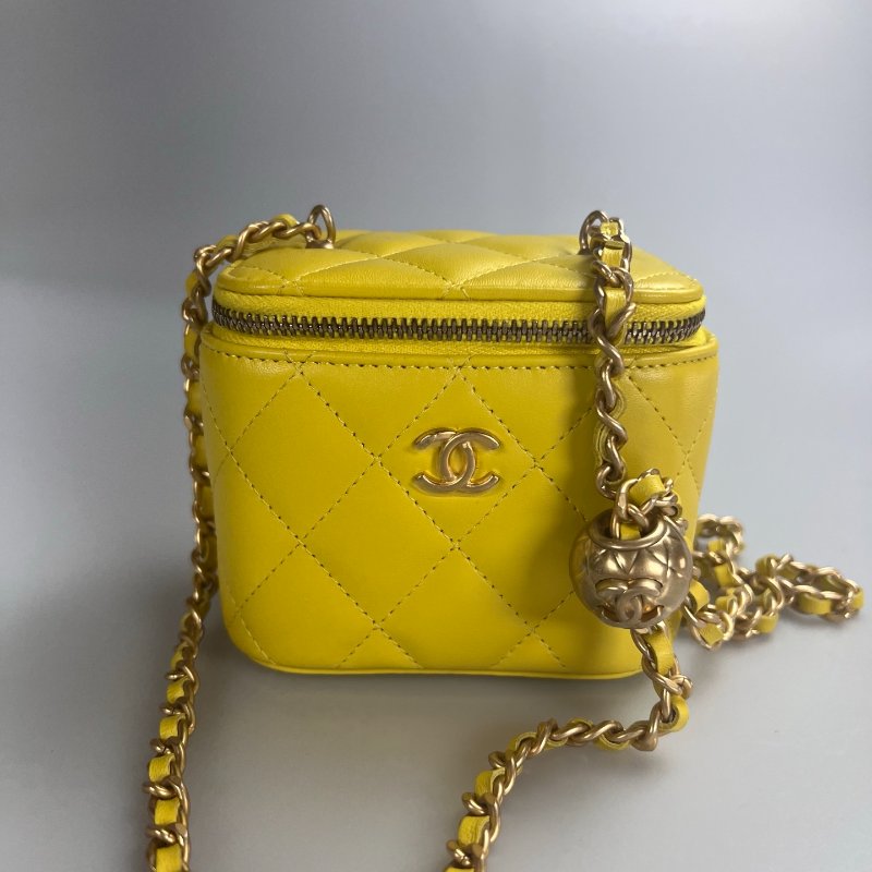 CHANEL VANITY化妝盒包MINI 羊皮黃AP1447/晶片款-0