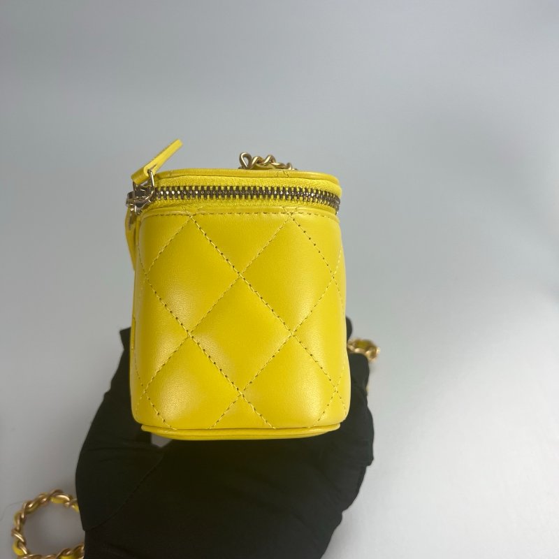 CHANEL VANITY化妝盒包MINI 羊皮黃AP1447/晶片款-3