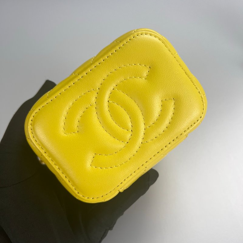 CHANEL VANITY化妝盒包MINI 羊皮黃AP1447/晶片款-4