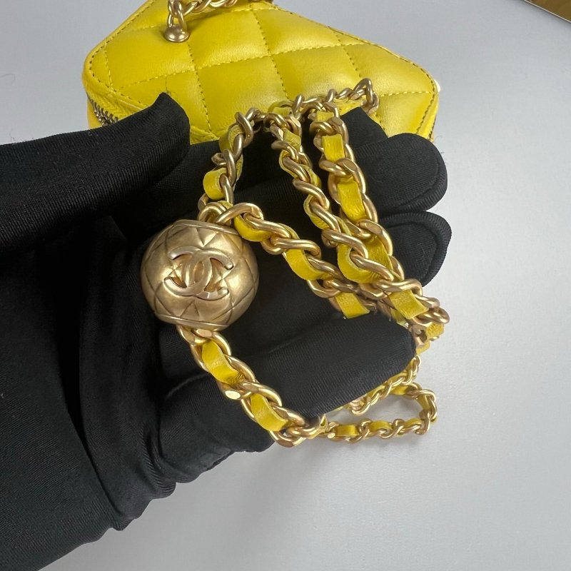 CHANEL VANITY化妝盒包MINI 羊皮黃AP1447/晶片款-6