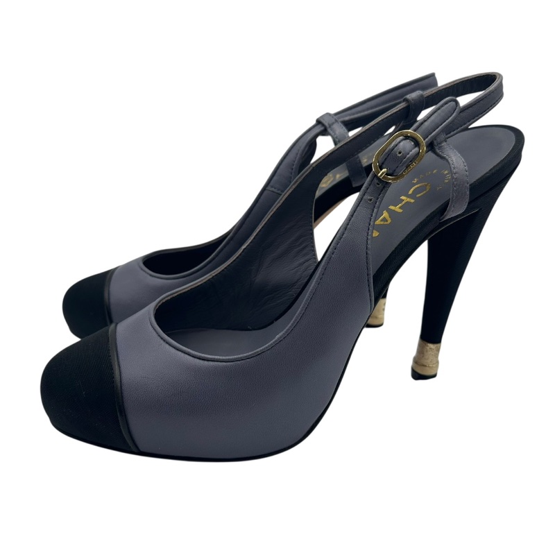 【美收精品】CHANEL 藍灰色跟鞋 4-881-3