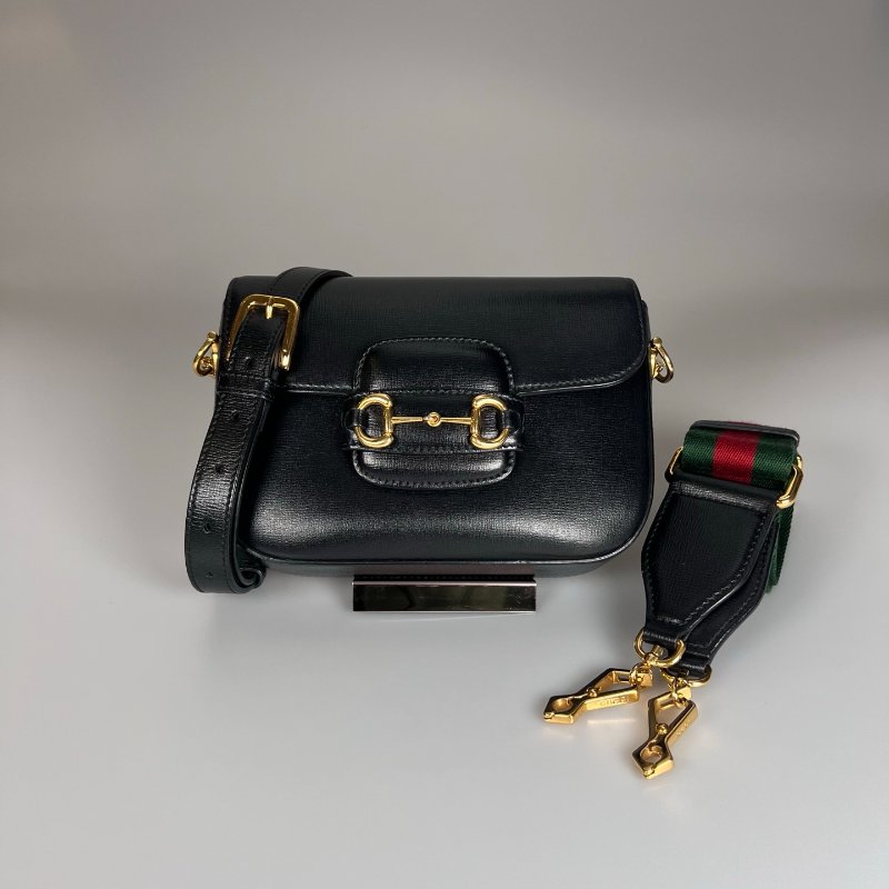 GUCCI 658574 黑牛皮1955側肩包-0