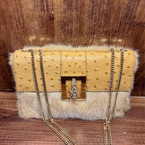 Gucci 鸵鳥皮毛手提包