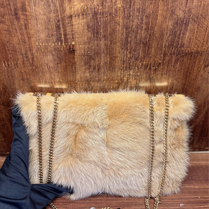 Gucci 鸵鳥皮毛手提包-1