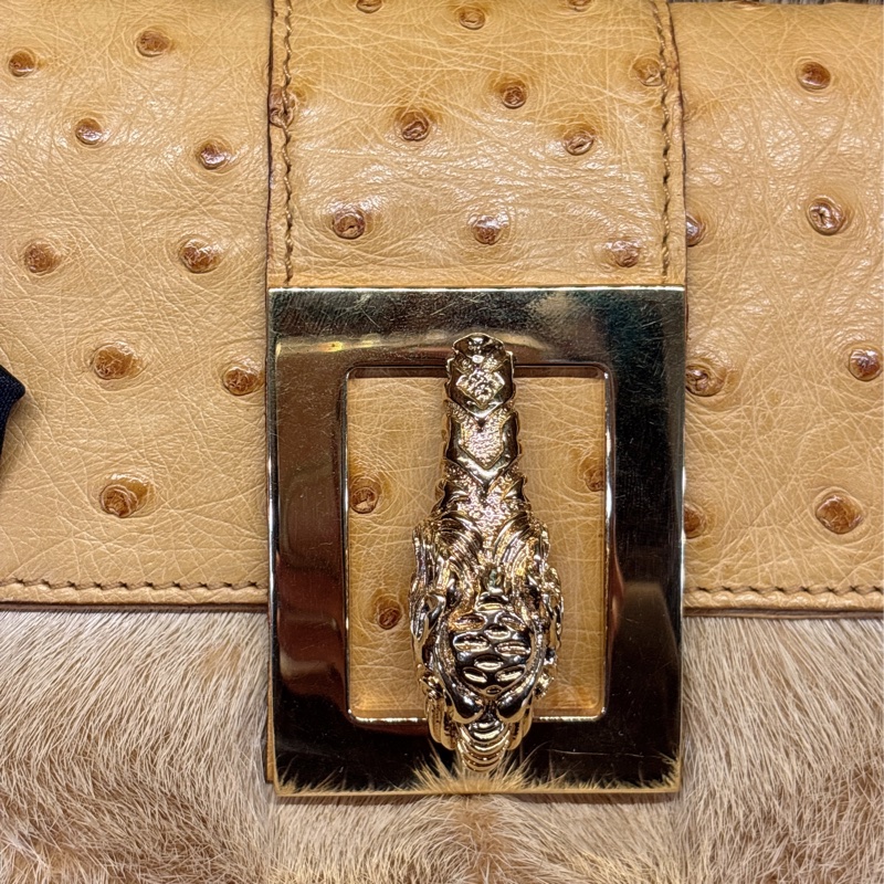 Gucci 鸵鳥皮毛手提包-5