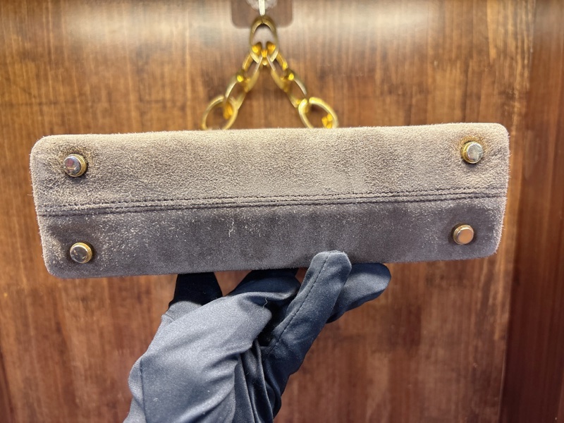 金色鏈條麂皮手提包-2