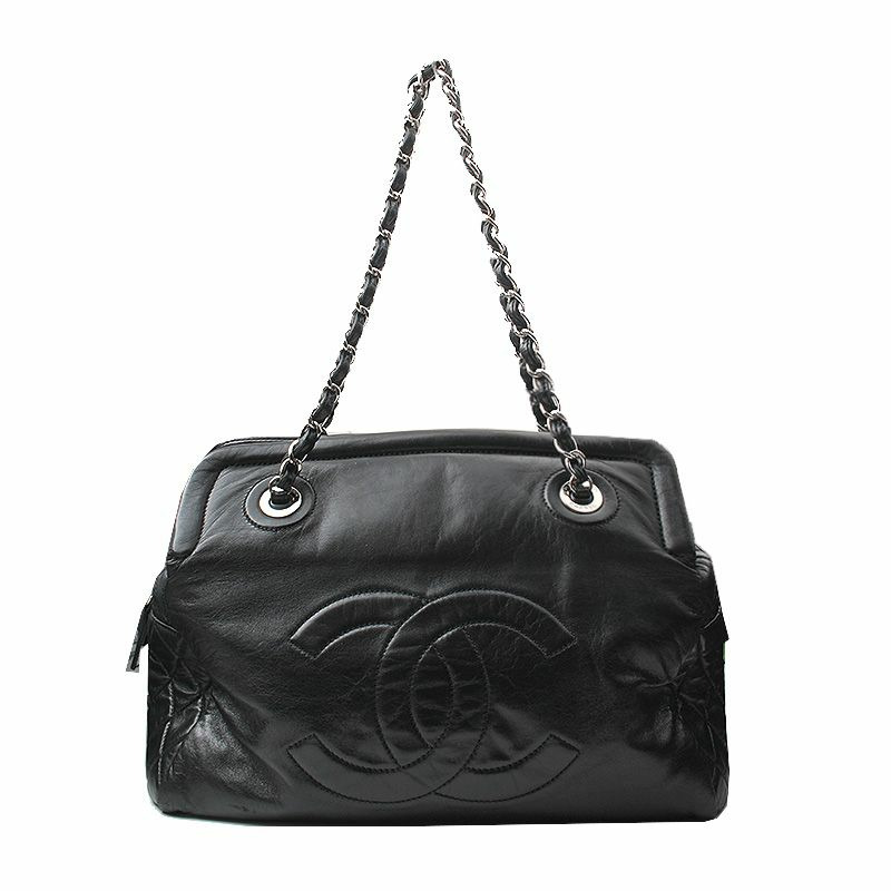 【包稅】CHANEL 黑色皮革 CC 標誌鏈條單肩包-0