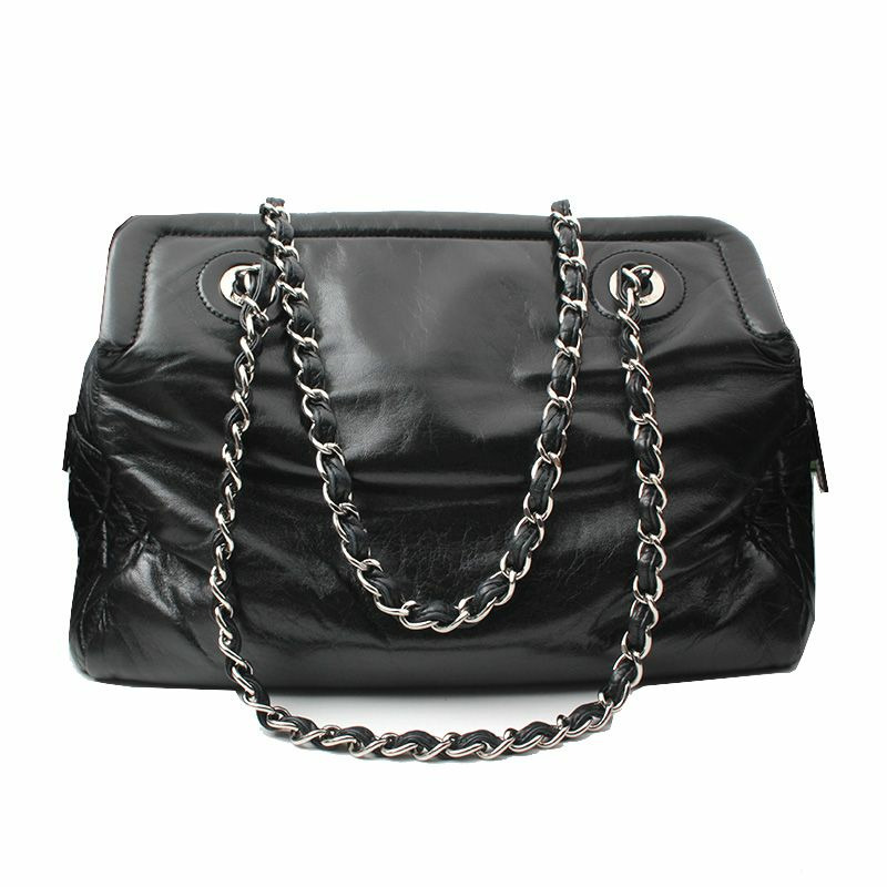 【包稅】CHANEL 黑色皮革 CC 標誌鏈條單肩包-2