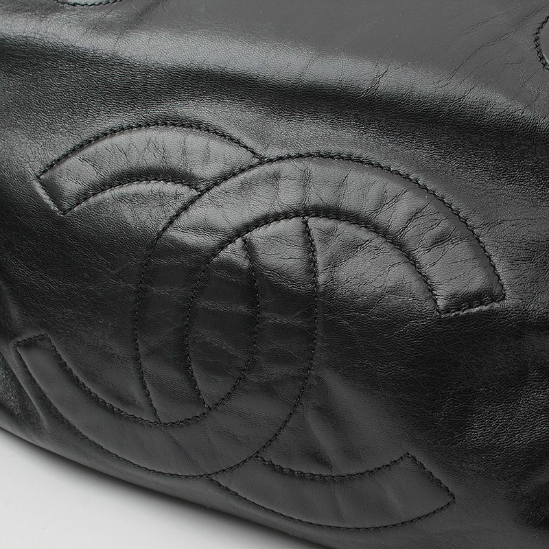 【包稅】CHANEL 黑色皮革 CC 標誌鏈條單肩包-5