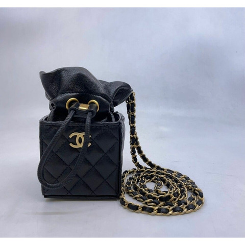 【包稅】CHANEL 黑色迷你水桶鏈條斜背包
