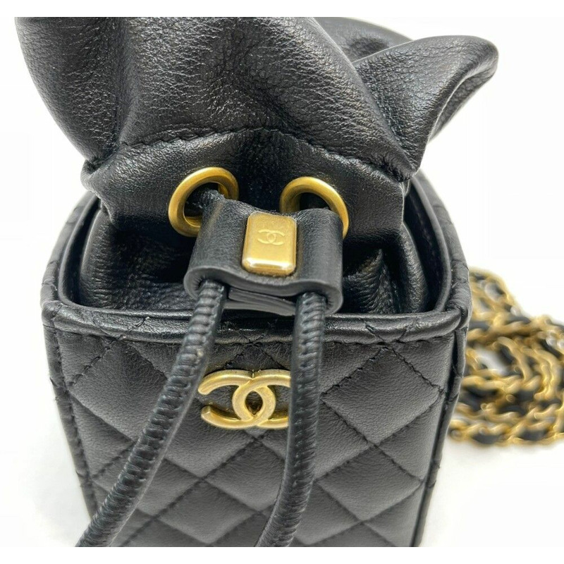 【包稅】CHANEL 黑色迷你水桶鏈條斜背包-10