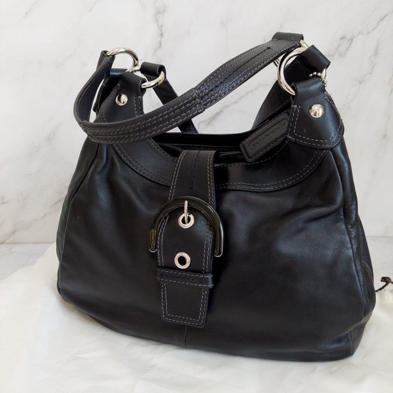 Coach 黑色牛皮肩背側背包-54