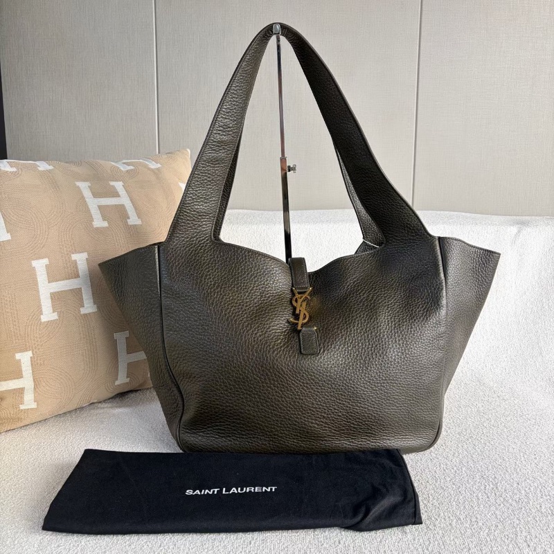 Ysl BEA系列Tote托特包淺麝香色 金扣 柔軟鹿皮 32*28*14 98新配件塵袋-1
