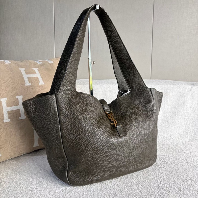 Ysl BEA系列Tote托特包淺麝香色 金扣 柔軟鹿皮 32*28*14 98新配件塵袋-3