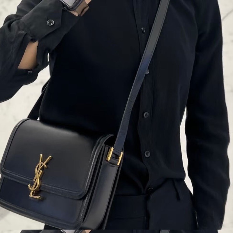 YSL Solferino豆腐包中號黑色金扣 23*17*4.5 98新配件塵袋-0