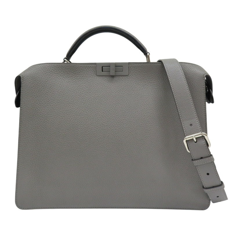 灰色/黑色 雙面 牛皮 Peekaboo ISeeU 兩用包【FENDI 芬迪】 7VA529-0