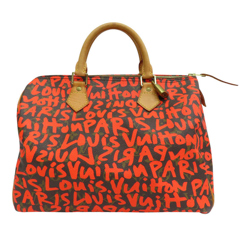 棕色 原花 帆布 塗鴉 SPEEDY 30 波士頓包 手提包【LOUIS VUITTON LV 路易威登】 M93705-0