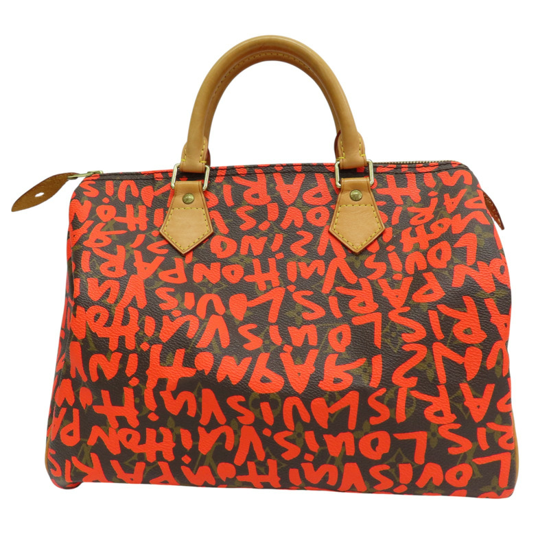 棕色 原花 帆布 塗鴉 SPEEDY 30 波士頓包 手提包【LOUIS VUITTON LV 路易威登】 M93705-1