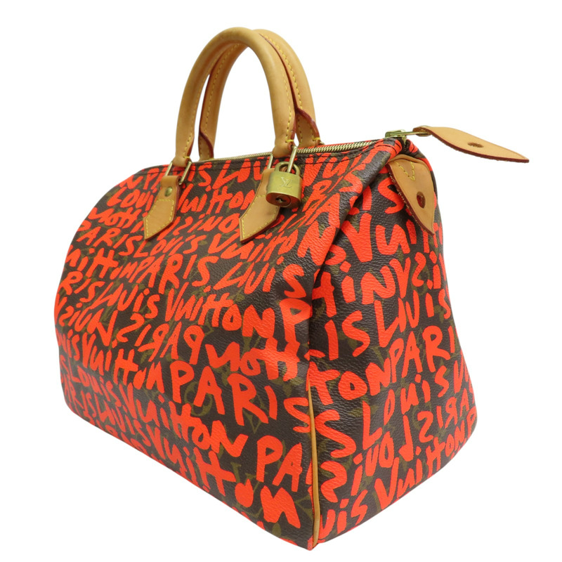 棕色 原花 帆布 塗鴉 SPEEDY 30 波士頓包 手提包【LOUIS VUITTON LV 路易威登】 M93705-2