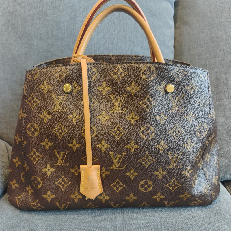 LOUIS VIUTTON 路易威登 Montaigne 中號 老花色 塗層帆布 通用款 手提包 單肩包-0