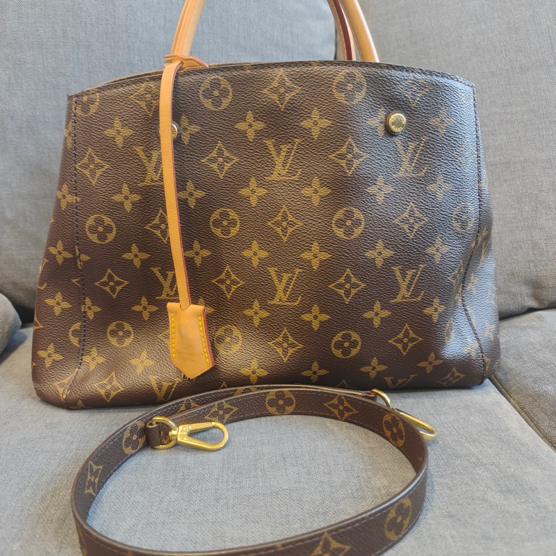 LOUIS VIUTTON 路易威登 Montaigne 中號 老花色 塗層帆布 通用款 手提包 單肩包-15