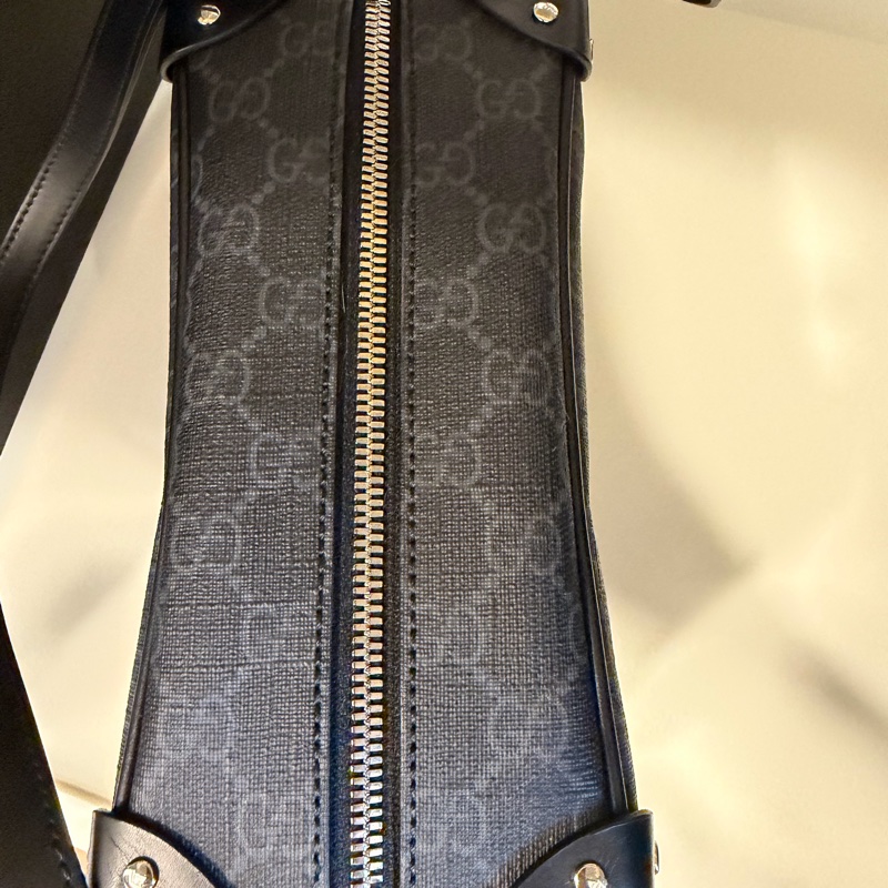 GUCCI 古馳 GG LOGO方形箱包/斜背包(黑灰)-18
