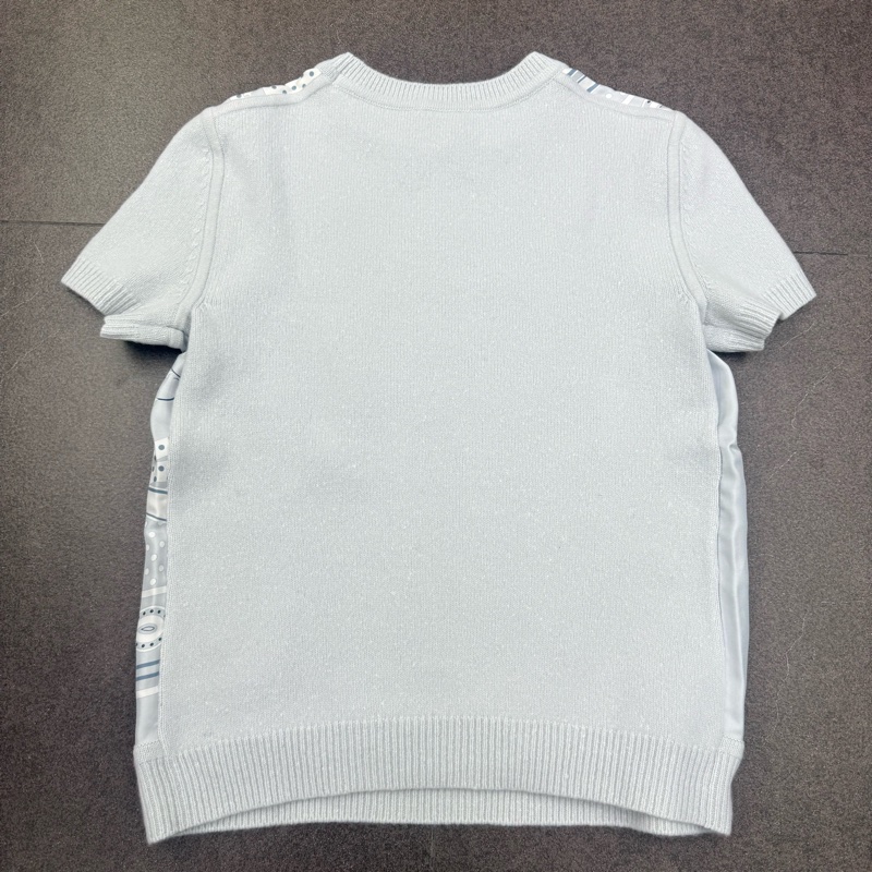 HERMES 絲綢拼接針織衫 EU 36-1