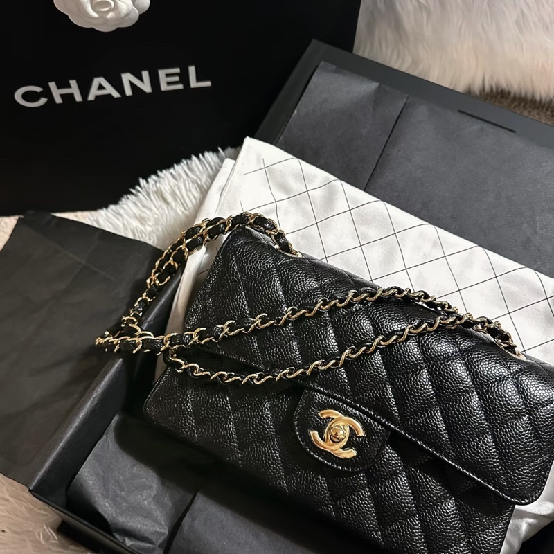 近新全配🈶購證 #全網賠最多割愛 #30多萬入手 香奈兒黑金荔枝Cf25 Coco系列雙鏈雙蓋-5