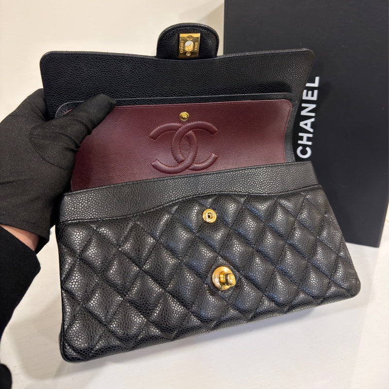 近新全配🈶購證 #全網賠最多割愛 #30多萬入手 香奈兒黑金荔枝Cf25 Coco系列雙鏈雙蓋-17