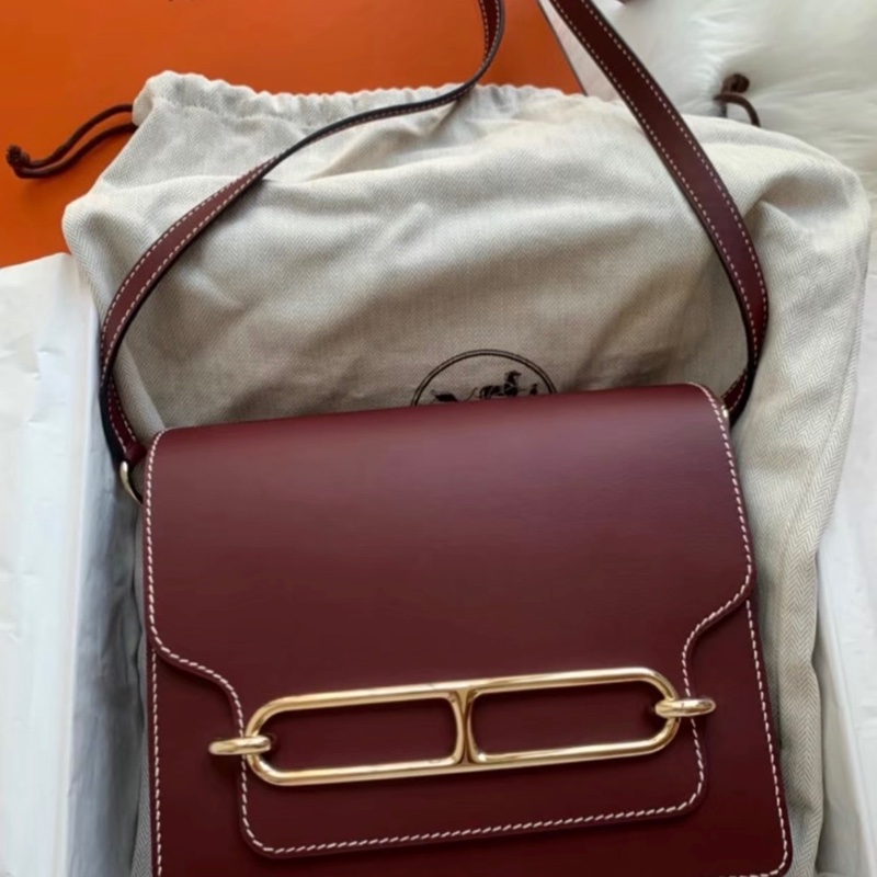 Hermes Roulis 18愛馬仕紅 金扣 皮 有購證-0