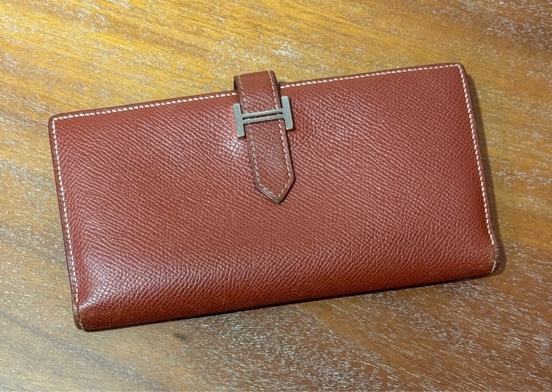 Hermès Bearn Wallet 磚紅色 銀扣 長夾銀錢-1