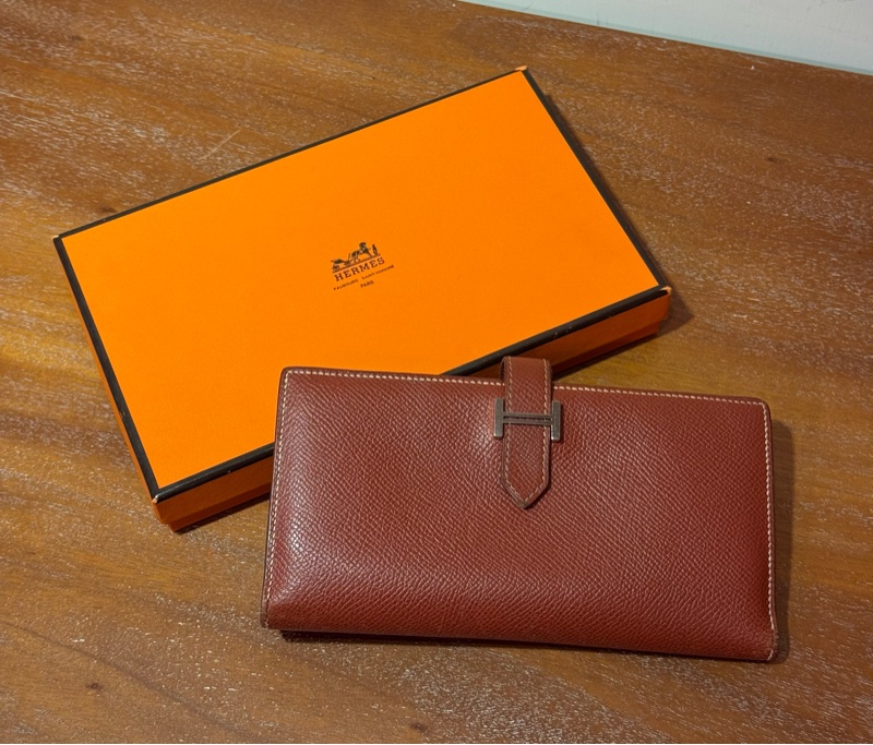 Hermès Bearn Wallet 磚紅色 銀扣 長夾銀錢-5