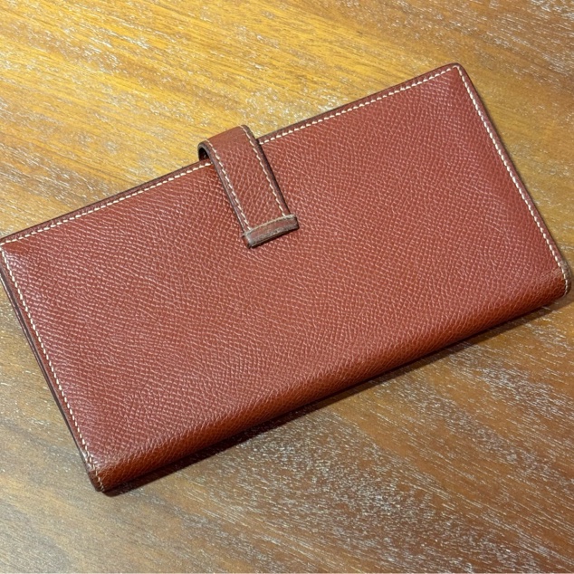 Hermès Bearn Wallet 磚紅色 銀扣 長夾銀錢-7