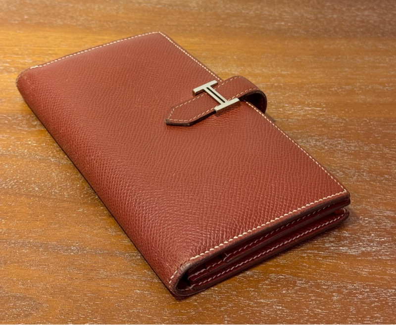 Hermès Bearn Wallet 磚紅色 銀扣 長夾銀錢-9