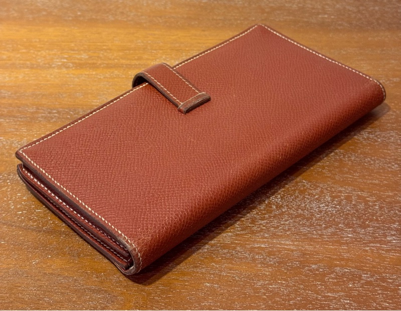 Hermès Bearn Wallet 磚紅色 銀扣 長夾銀錢-10