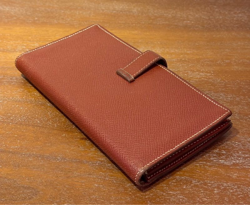 Hermès Bearn Wallet 磚紅色 銀扣 長夾銀錢-11