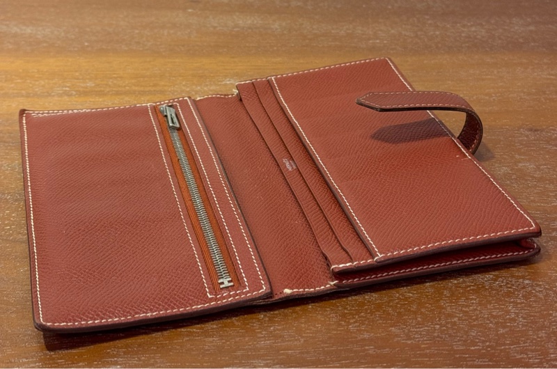 Hermès Bearn Wallet 磚紅色 銀扣 長夾銀錢-13
