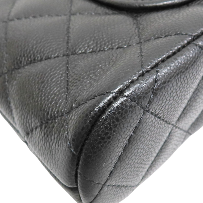 黑色 菱格紋 荔枝紋 牛皮 貝殼包 鏈帶肩背包 金釦 (無卡)【CHANEL 香奈兒】 AP4016-8