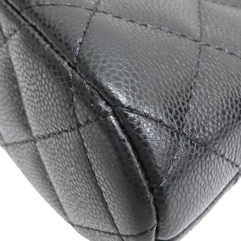 黑色 菱格紋 荔枝紋 牛皮 貝殼包 鏈帶肩背包 金釦 (無卡)【CHANEL 香奈兒】 AP4016-11