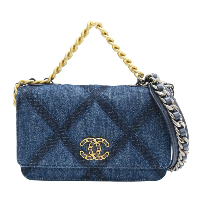 藍色 菱格紋丹寧布 19 WOC 兩用包【CHANEL 香奈兒】 AP0957-0